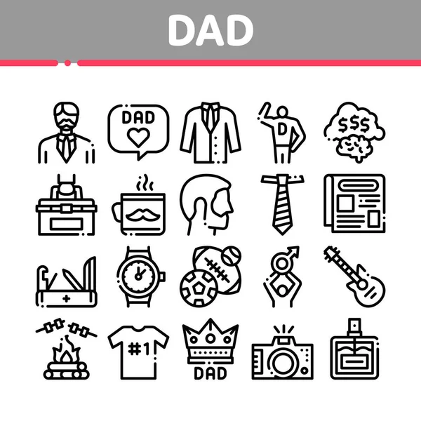 Dad Father Parent Collection Icons Set Vector — 图库矢量图片