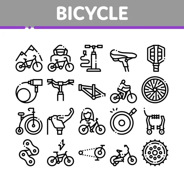 Bicycle Bike Details Collection Icons Set Vector — 스톡 벡터