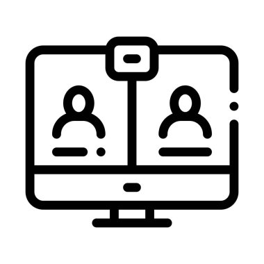 Video Conference Icon Vector Outline Illustration