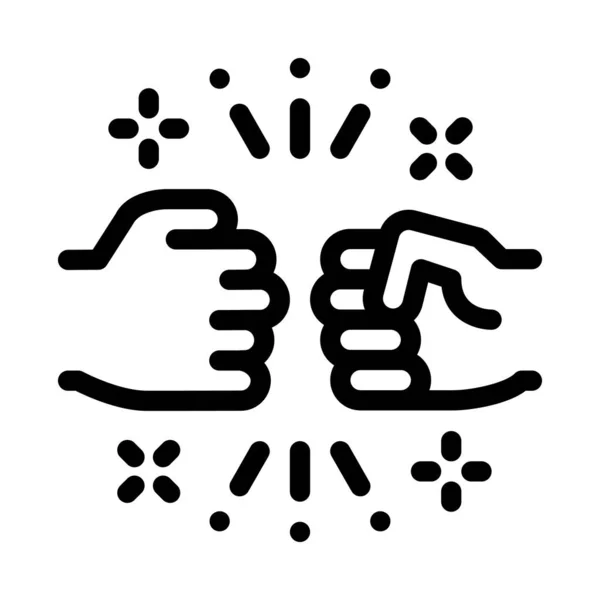 Friend Fist Bump Icon Vector Outline Illustration — 图库矢量图片