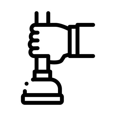 Hand Hold Plunger Icon Vector Outline Illustration