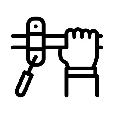 Hand Fastens Pipe Icon Vector Outline Illustration