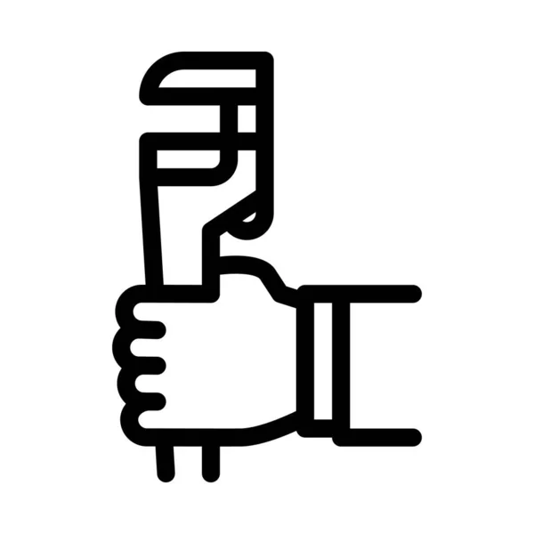 Llave ajustable Icono Vector Esquema Ilustración — Vector de stock
