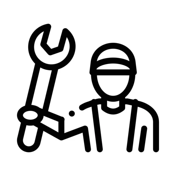 Plumber Wrench Icon Vector Outline Illustration — ストックベクタ