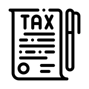 Tax Document Pen Icon Vector Outline Illustration
