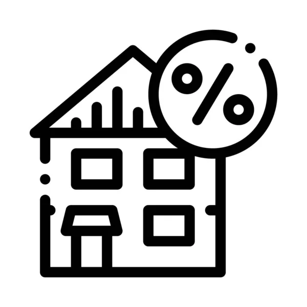 House Tax Percent Icon Vector Outline Illustration — Stockový vektor