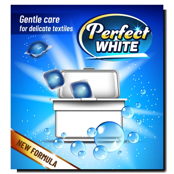 Perfekt White Wash Powder Annonsera Banner Vector — Stock vektor