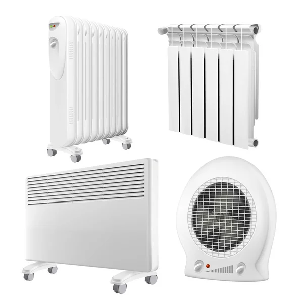 Heater Radiator Appliance Collection Set Vector — Stockvektor