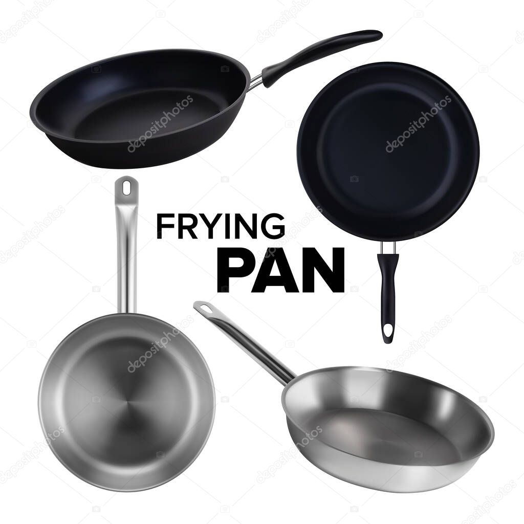 Frying Pan Kitchen Utensil Collection Set Vector