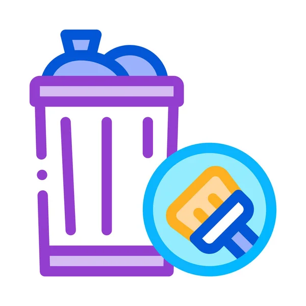 Rubbish Trash Can Icon Vector Outline Illustration — 스톡 벡터