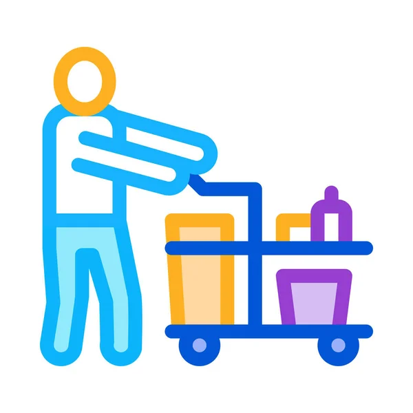 Cleaner Cart Icon Vector Outline Illustration — Stock Vector