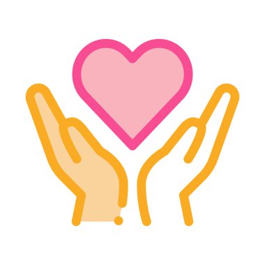 Hands Hold Heart Icon Vector Outline Illustration