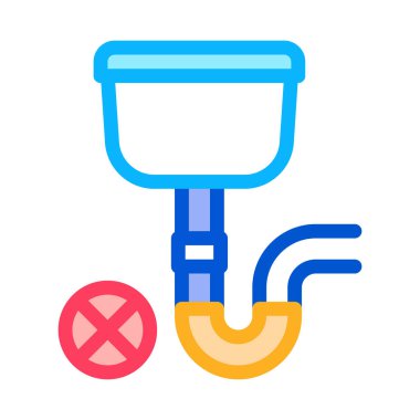 Broken Drain Tank Icon Vector Outline Illustration