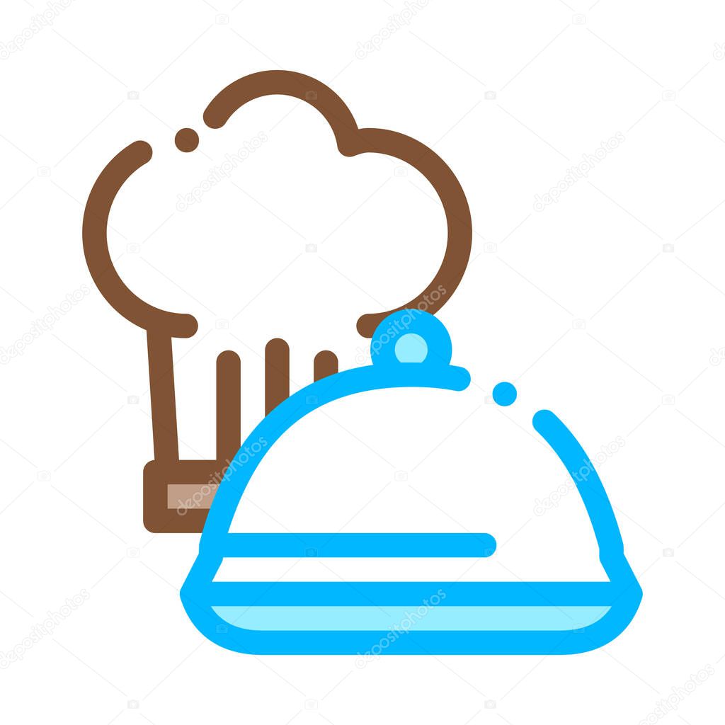 Chef Hat Tray Icon Vector. Outline Chef Hat Tray Sign. Isolated Contour Symbol Illustration