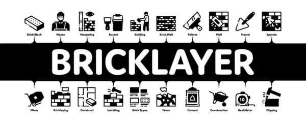 Bricklayer Industry Minimal Infographic Banner Vector — 스톡 벡터