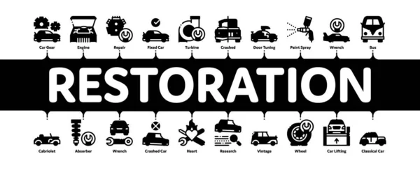 Car Restoration Repair Minimal Infographic Banner Vector — Stock vektor