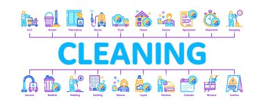 Cleaning Service Tool Minimal Infographic Banner Vector