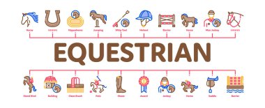 Equestrian Animal Minimal Infographic Banner Vector