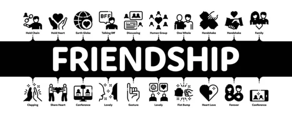Friendship Relation Minimal Infographic Banner Vector — 图库矢量图片