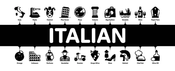 Vector de bandera de infografía mínima tradicional italiana — Vector de stock