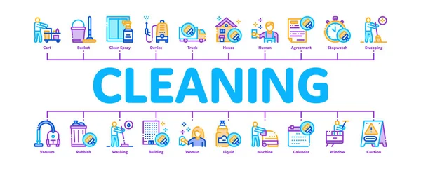 Cleaning Service Tool Minimal Infographic Banner Vector — ストックベクタ