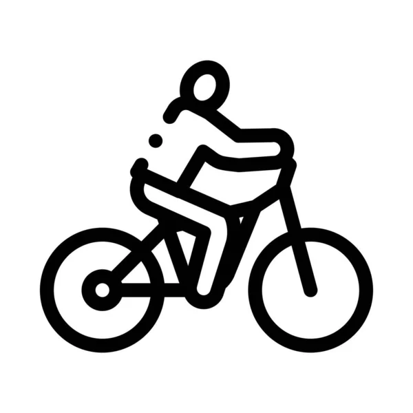Hombre en bicicleta Icono Vector Esquema Ilustración — Archivo Imágenes Vectoriales