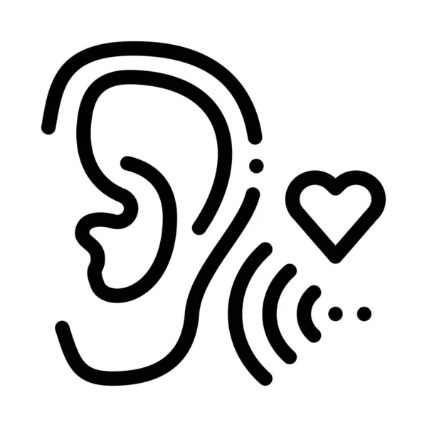 Sonido para Oído Icono Vector Esquema Ilustración — Archivo Imágenes Vectoriales