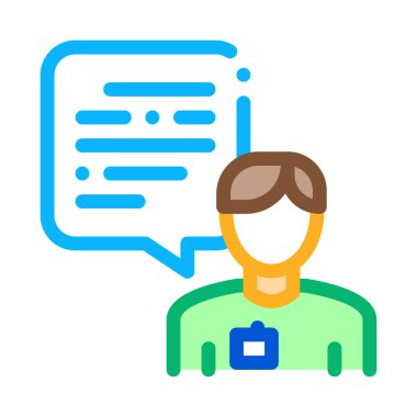 Erkek İşçi Konuşma Simgesi Vektör Özeti İllüstrasyonu