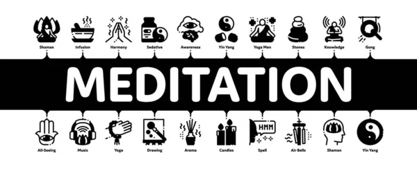 Meditasyon Uygulaması Asgari Bilgisel Sancak Vektörü — Stok Vektör