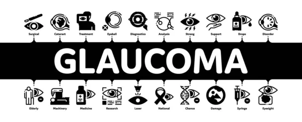 Glaukom-Ophthalmologie Minimale Infografik Banner Vektor — Stockvektor