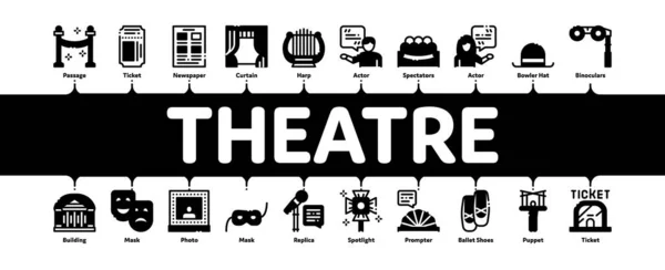 Theatre Minimal Infographic Banner Vector — Stock Vector