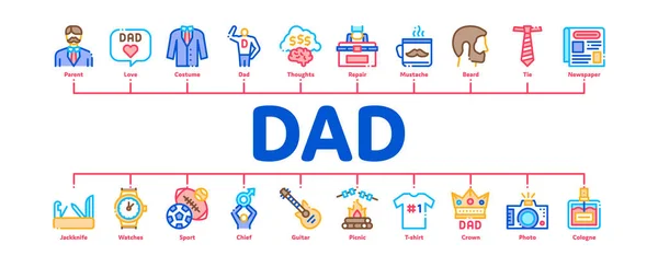 Papa Vater Eltern Minimal Infografik Banner Vektor — Stockvektor