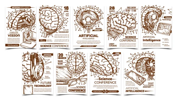 Gelecek Teknolojisi Reklamcılık Posterleri Vektörü Ayarladı — Stok Vektör