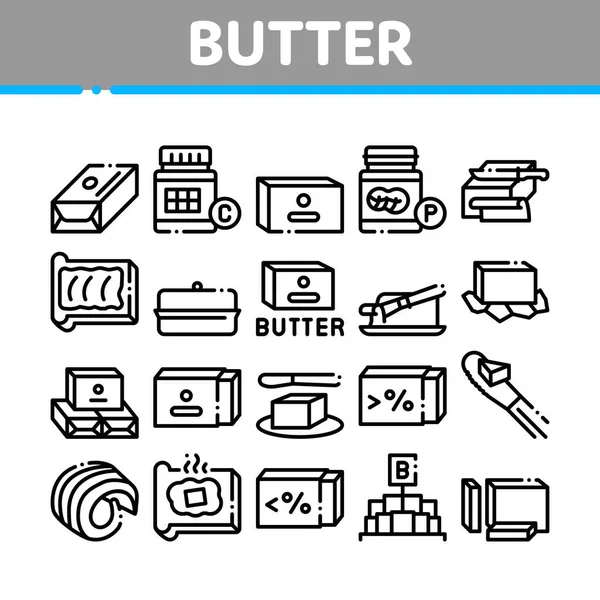 Conjunto de ícones de coleção de manteiga ou margarina vetor — Vetor de Stock