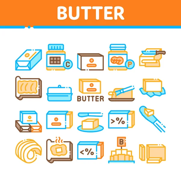 Conjunto de ícones de coleção de manteiga ou margarina vetor — Vetor de Stock