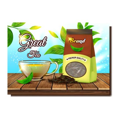 Great Tea Creative Promo Reklam Posteri Vektörü