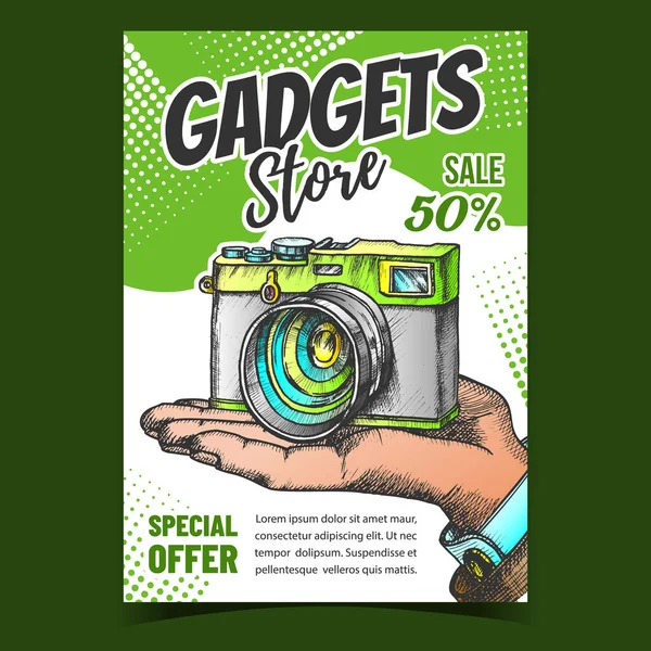 Gadgets Store Pubblicità creativa Banner Vector — Vettoriale Stock