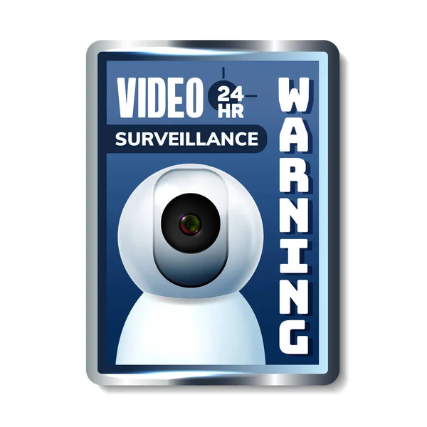 Video Vigilancia Advertencia Nameplate Banner Vector — Vector de stock