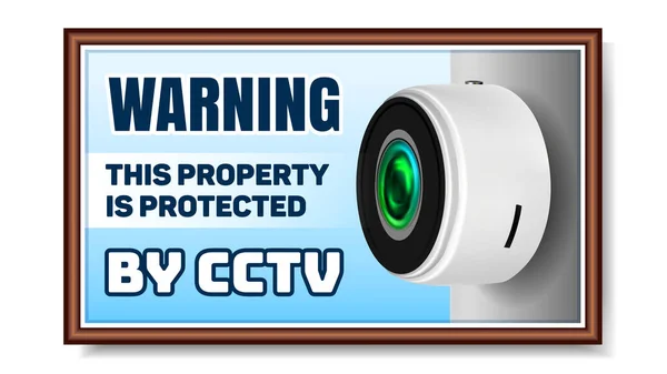 Cctv kamera på varningsskylt affisch vektor — Stock vektor