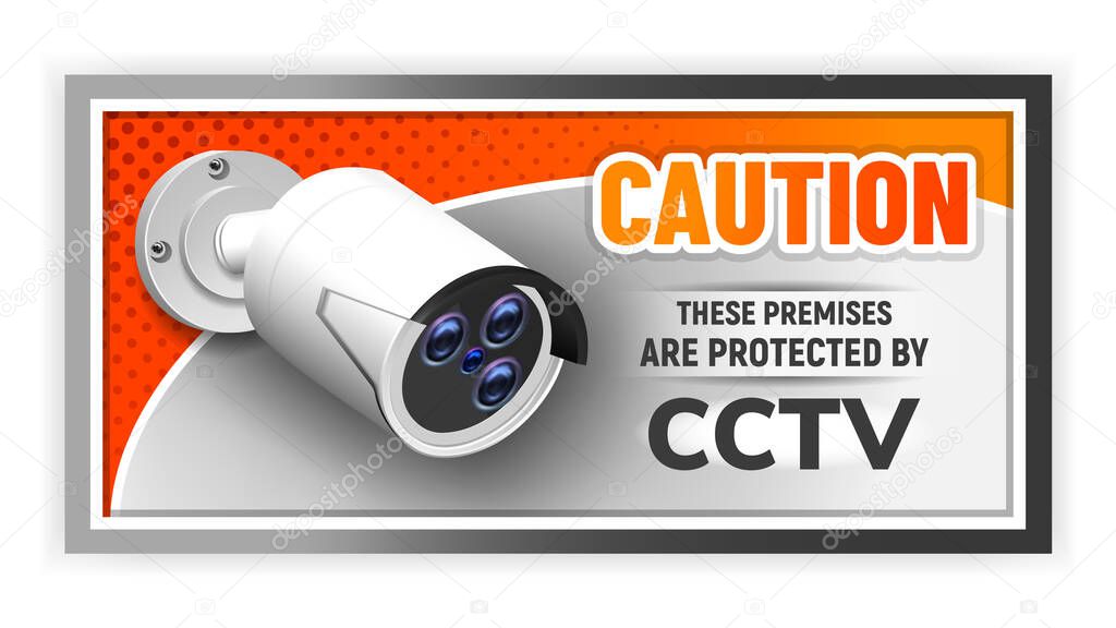 Caution Protected Cctv Nameplate Banner Vector