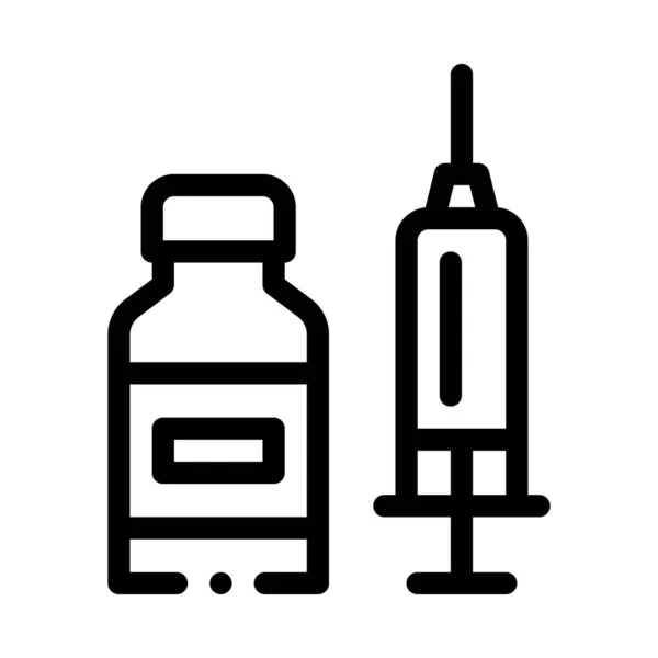 Jeringa con icono de la medicina esquema ilustración — Vector de stock