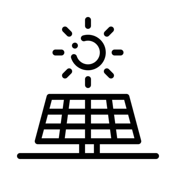 バッテリーアイコン上の太陽の作用ベクトルの概要イラスト — ストックベクタ
