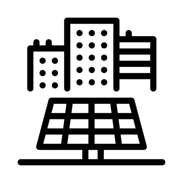 Proporcionar paneles solares para edificios residenciales icono esquema ilustración — Vector de stock