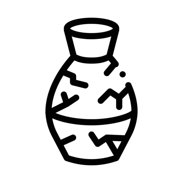 Rotto vaso di argilla icona vettoriale contorno illustrazione — Vettoriale Stock