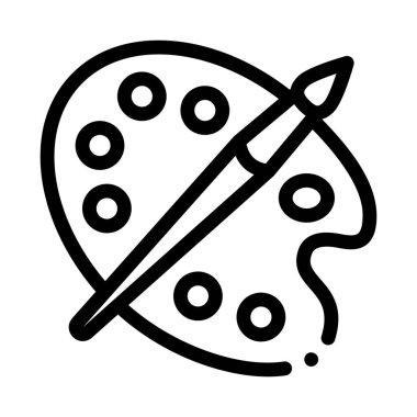 Fırça simgesi vektör ana hatlı boya paleti çizimi