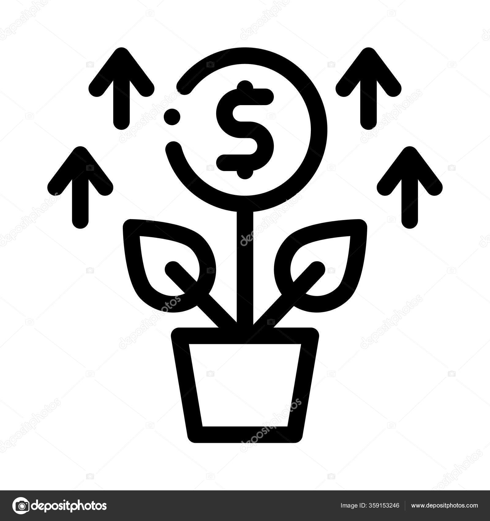 Wachsende Geld Baum Symbol Vektor Umriss Illustration Stock-Vektorbild von  ©pikepicture 359153246, image size:1600x1700