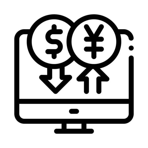 Dator valuta utbyte ikon vektor kontur illustration — Stock vektor