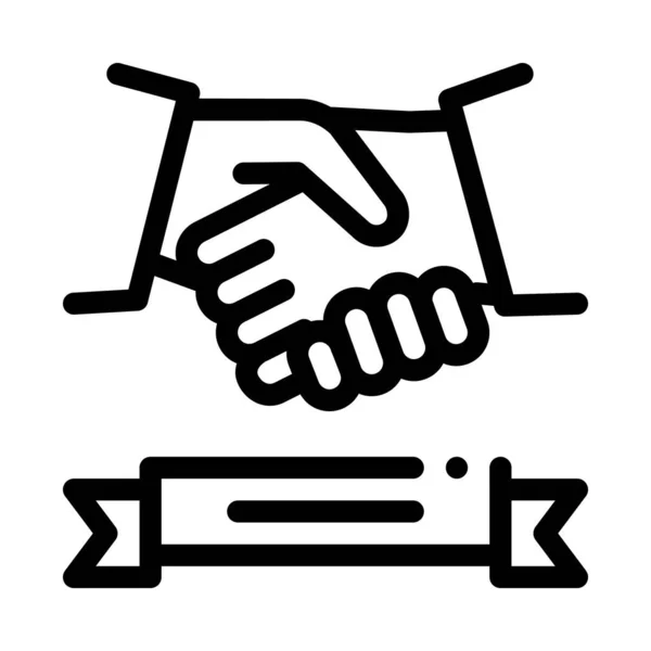 Business handshake deal icône vecteur contour illustration — Image vectorielle