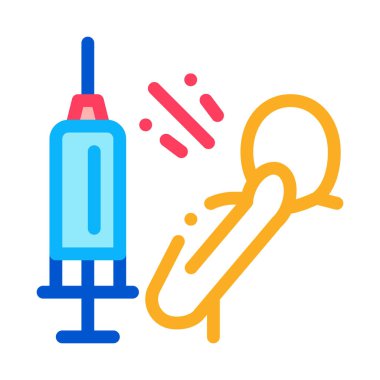 Şırınga adam ikon vektör anahatları çiziminden korkuyor