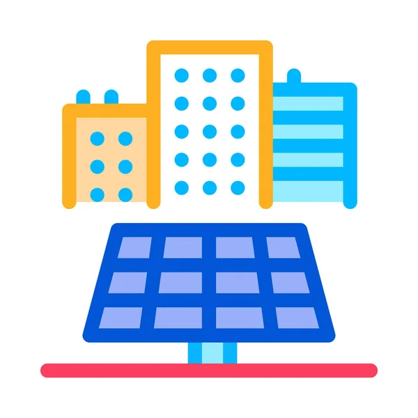 Het verstrekken van zonnepanelen voor residentiële gebouwen icoon vector schema illustratie — Stockvector